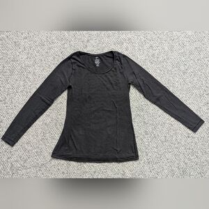 Womens (XL)Black&Gray Striped Lightweight Long Sleeve Top/Tshirt